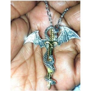 Retro Fashion Rock And Roll Pterosaur Sword Pendant Necklace